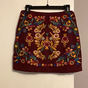 Umgee Embroidered Mini Skirt